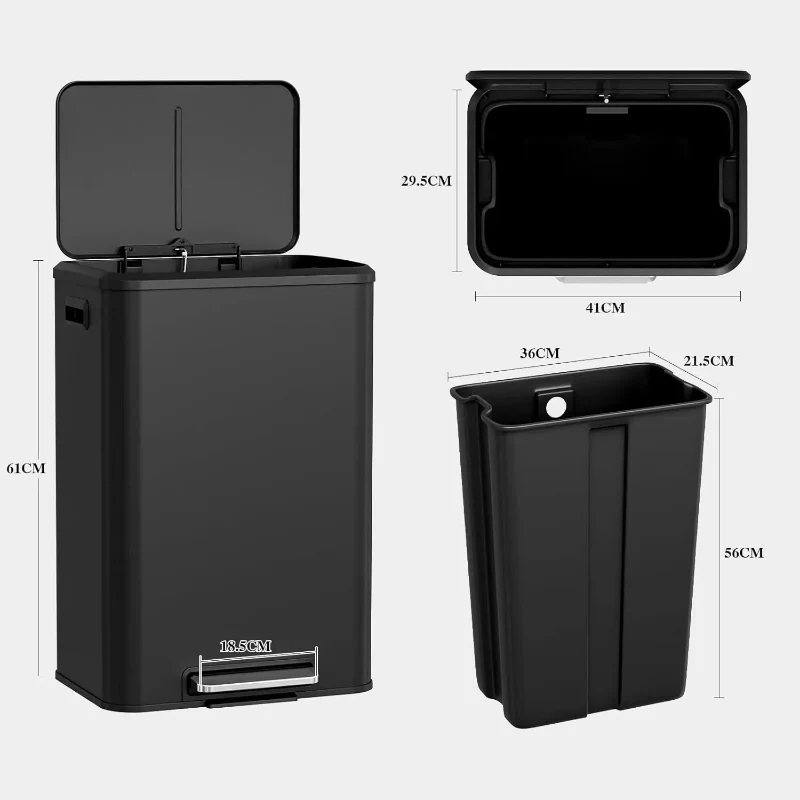 Poubelle de cuisine noire 40L
