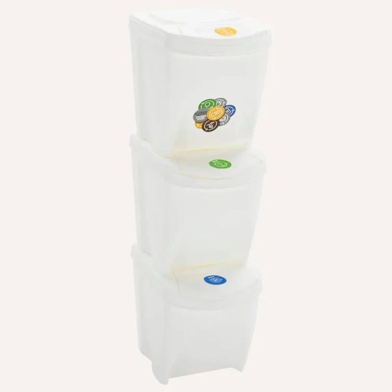 Poubelle à tri sélectif empilables blanche