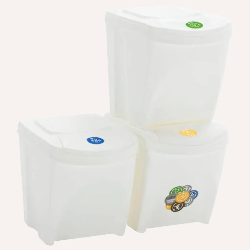Poubelle à tri sélectif empilables blanche