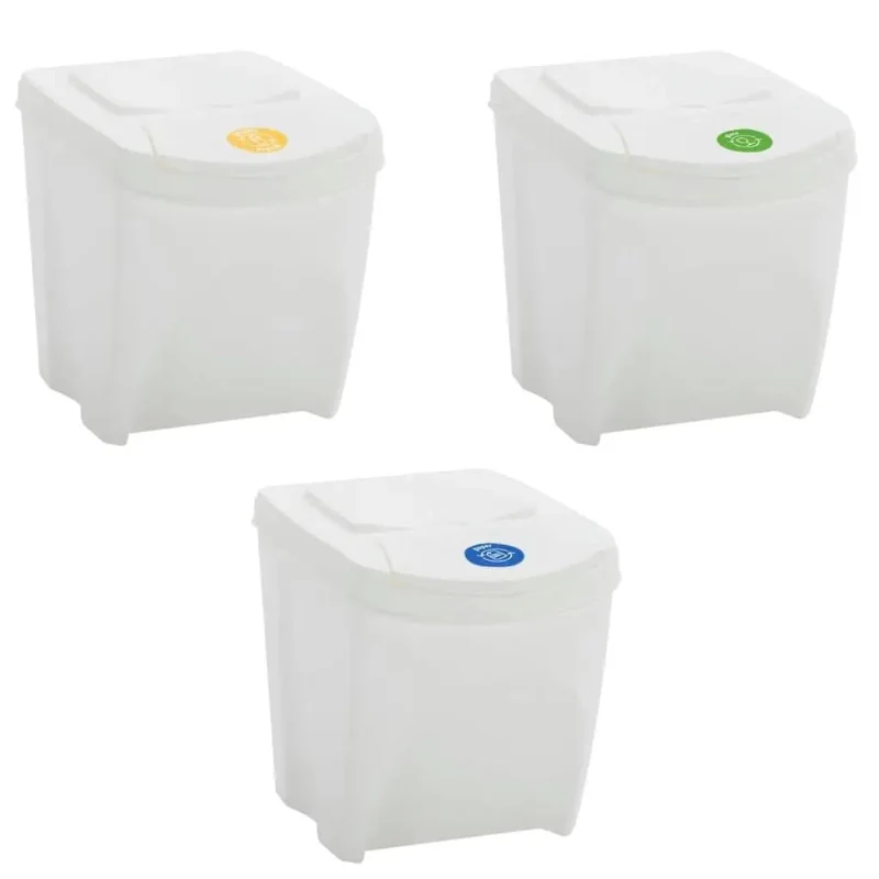 Poubelle à tri sélectif empilables blanche