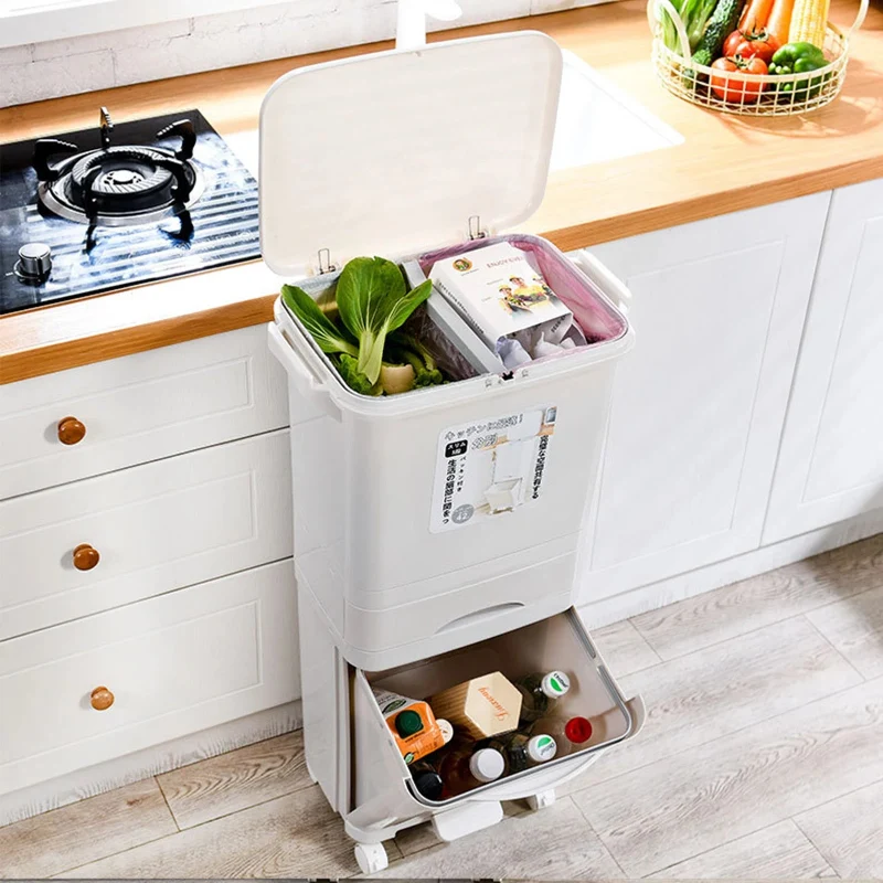 Poubelle à tri sélectif blanche 42L