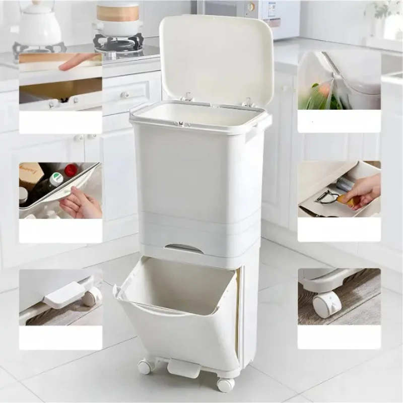 Poubelle à tri sélectif blanche 42L