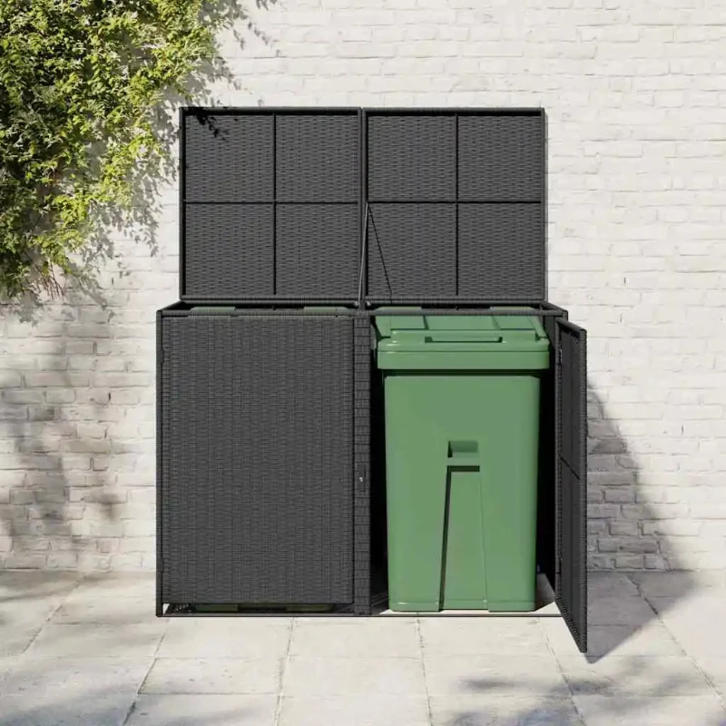 Cache de 2 poubelles extérieures noire