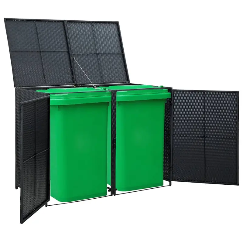 Cache de 2 poubelles extérieures noire