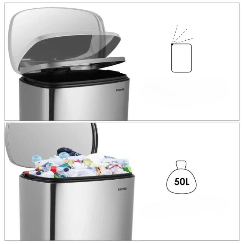 Poubelle à pédale en inox 50L