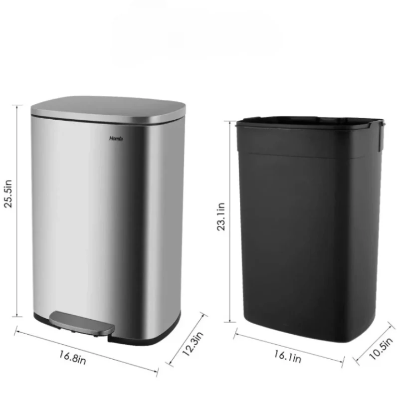 Poubelle à pédale en inox 50L