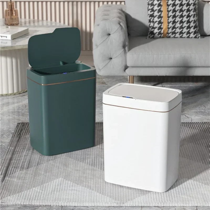 Poubelle automatique verte 15L
