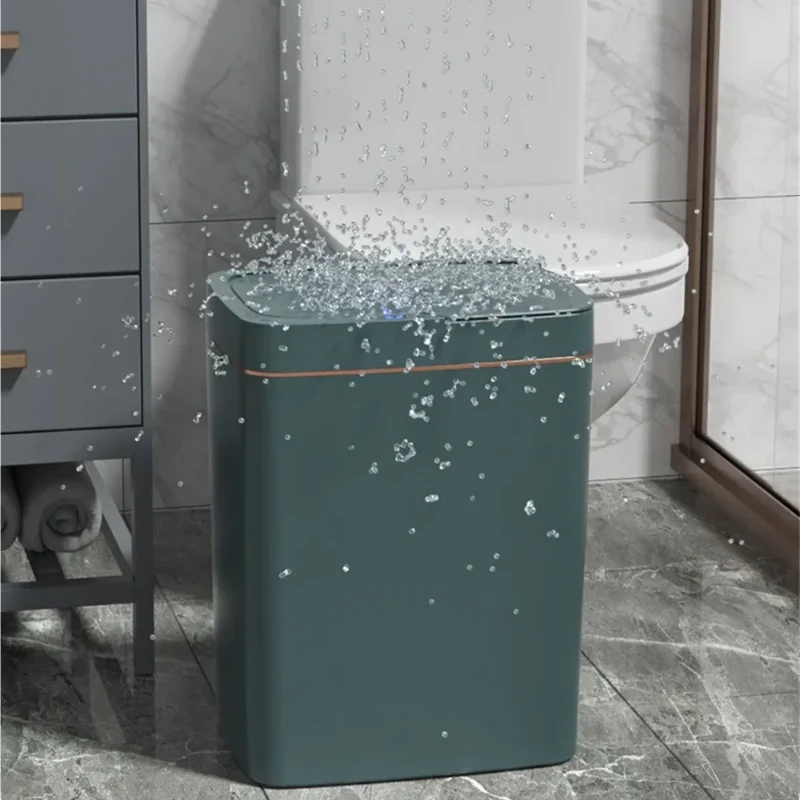 Poubelle automatique verte 15L