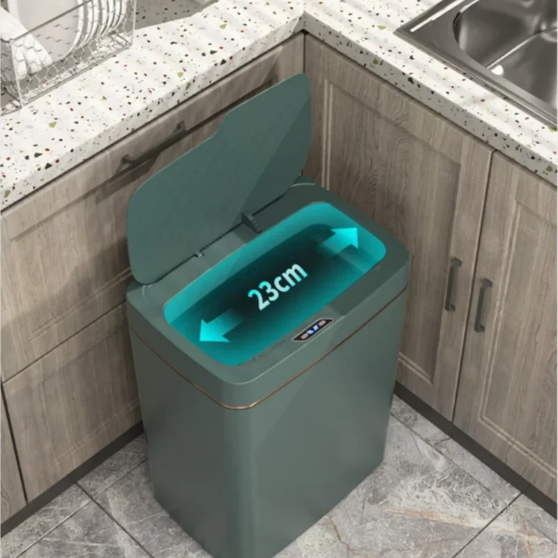 Poubelle automatique verte 15L