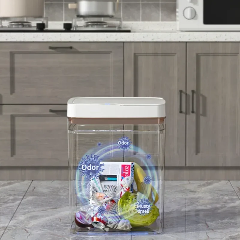 Poubelle automatique verte 15L