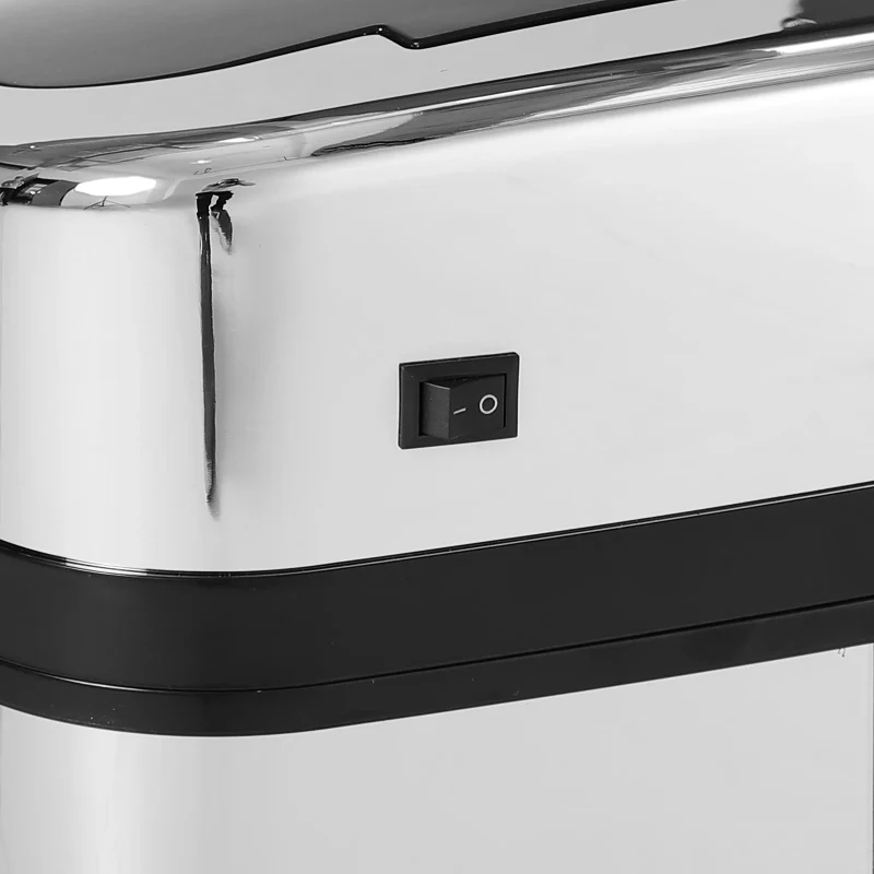 Poubelle automatique argentée en inox 30L