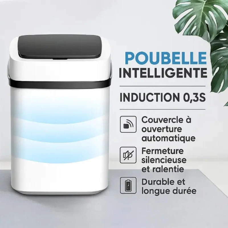 Poubelle automatique blanche 13L