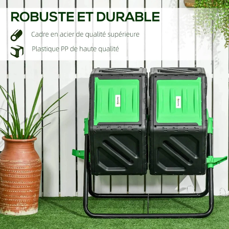 Poubelle extérieure à compost rotative