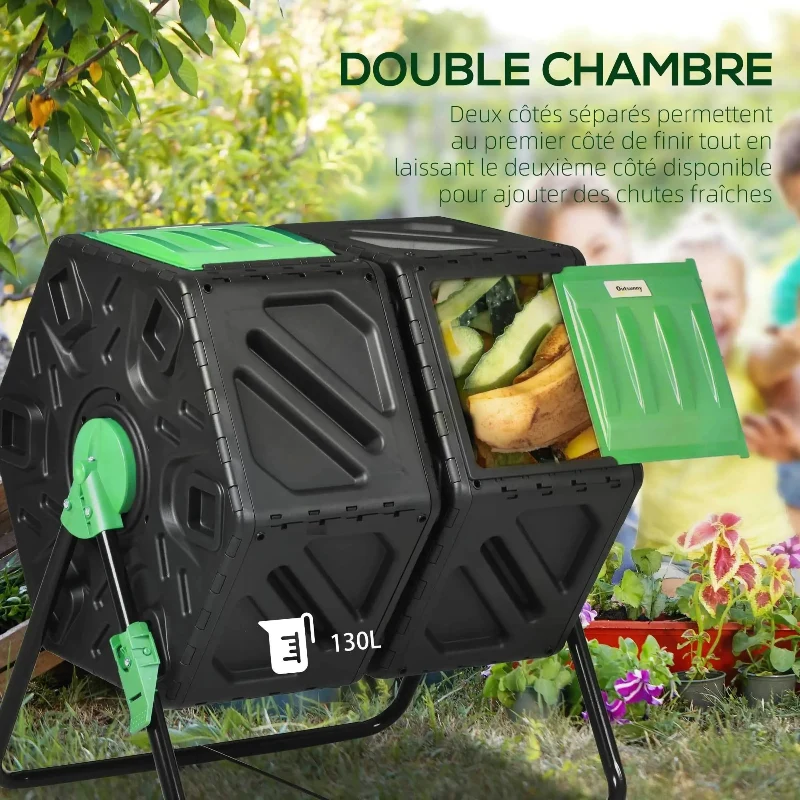 Poubelle extérieure à compost rotative