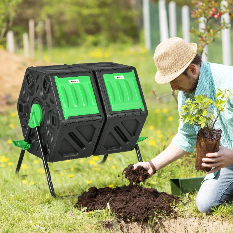 Poubelle extérieure à compost rotative
