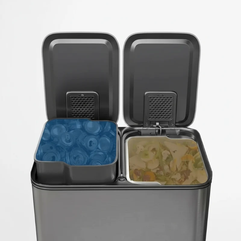 Poubelle à double compartiment en inox