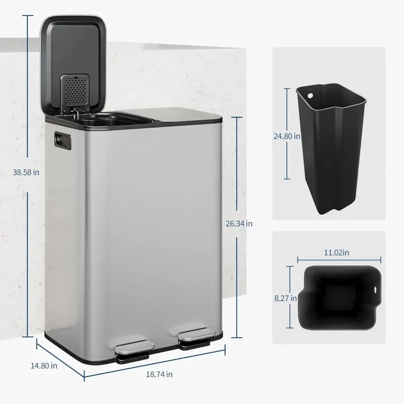 Poubelle à double compartiment en inox