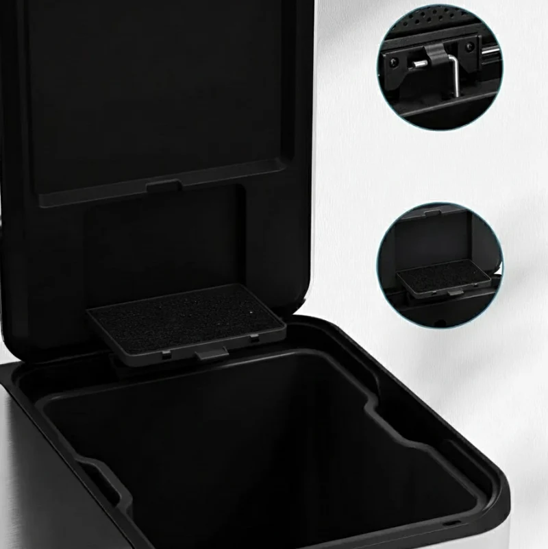 Poubelle à double compartiment blanche 60L