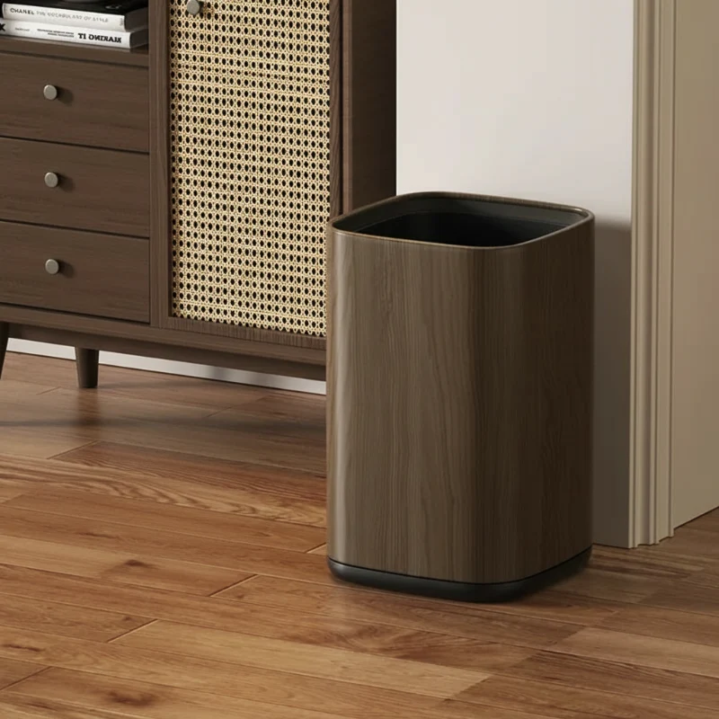 Poubelle en bois moderne