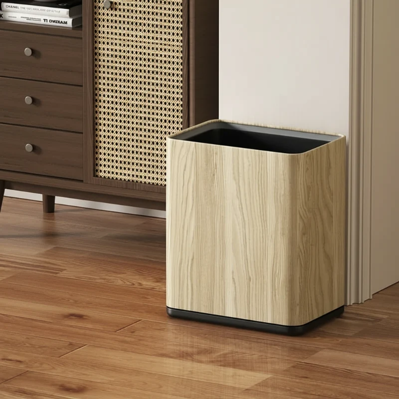 Poubelle en bois moderne