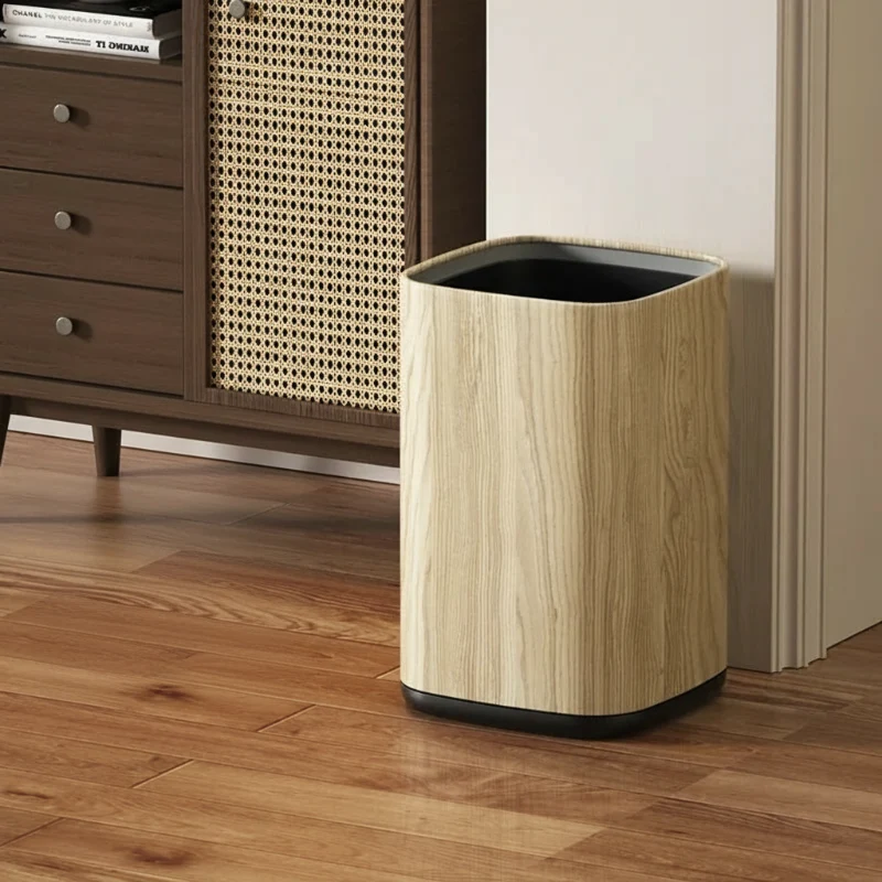 Poubelle en bois moderne