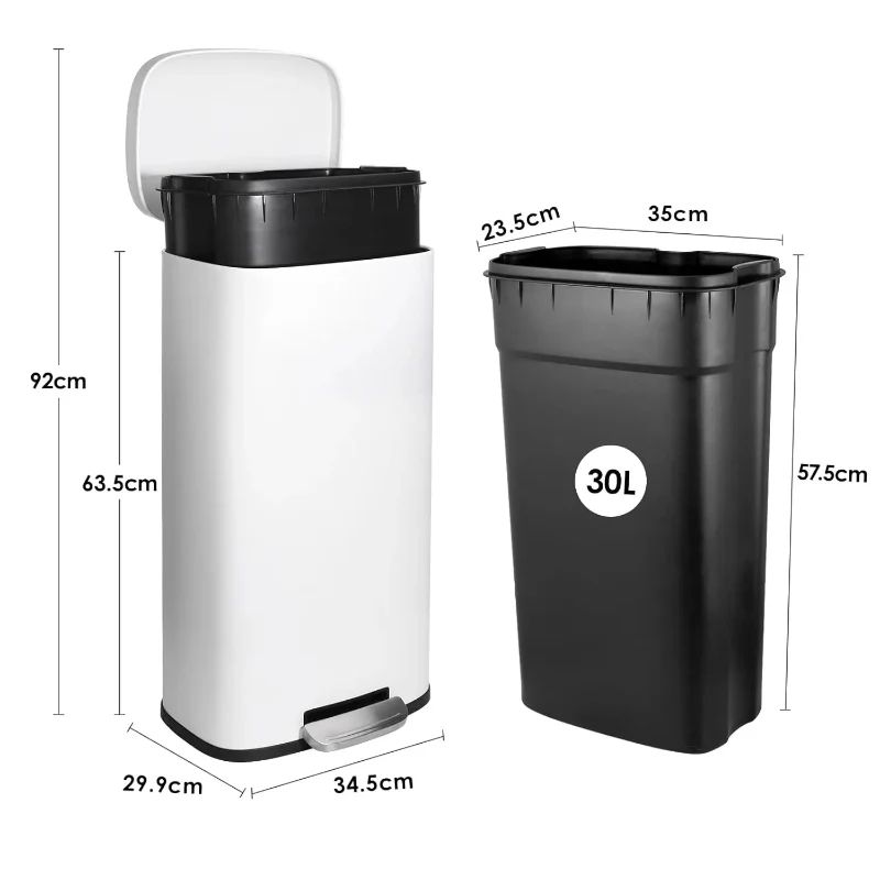 Poubelle à pédale blanche 30L