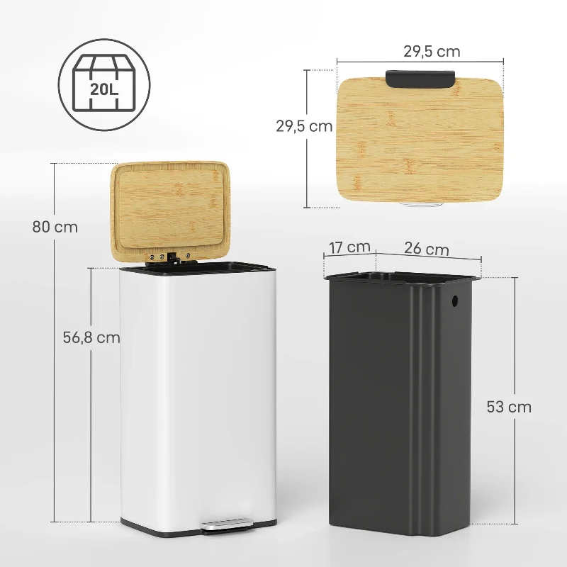 Poubelle blanche naturelle 20L