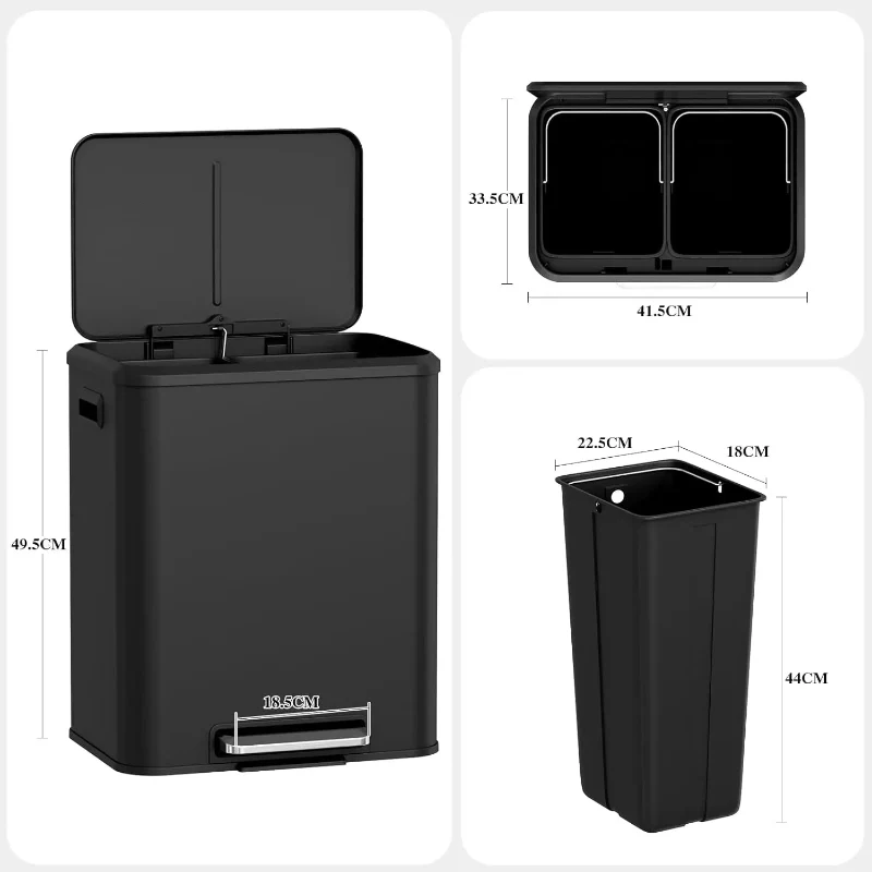 Poubelle à double compartiment 30L