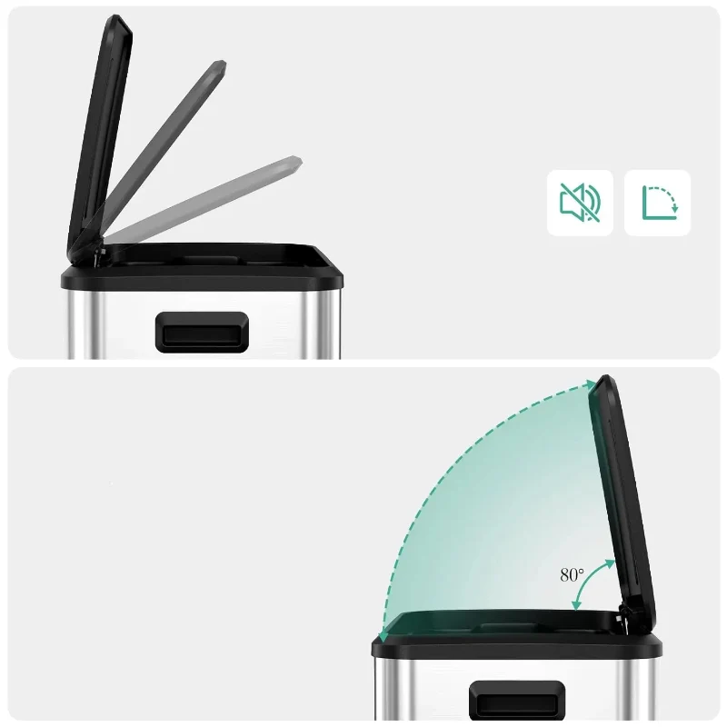 Poubelle de cuisine argentée 40L