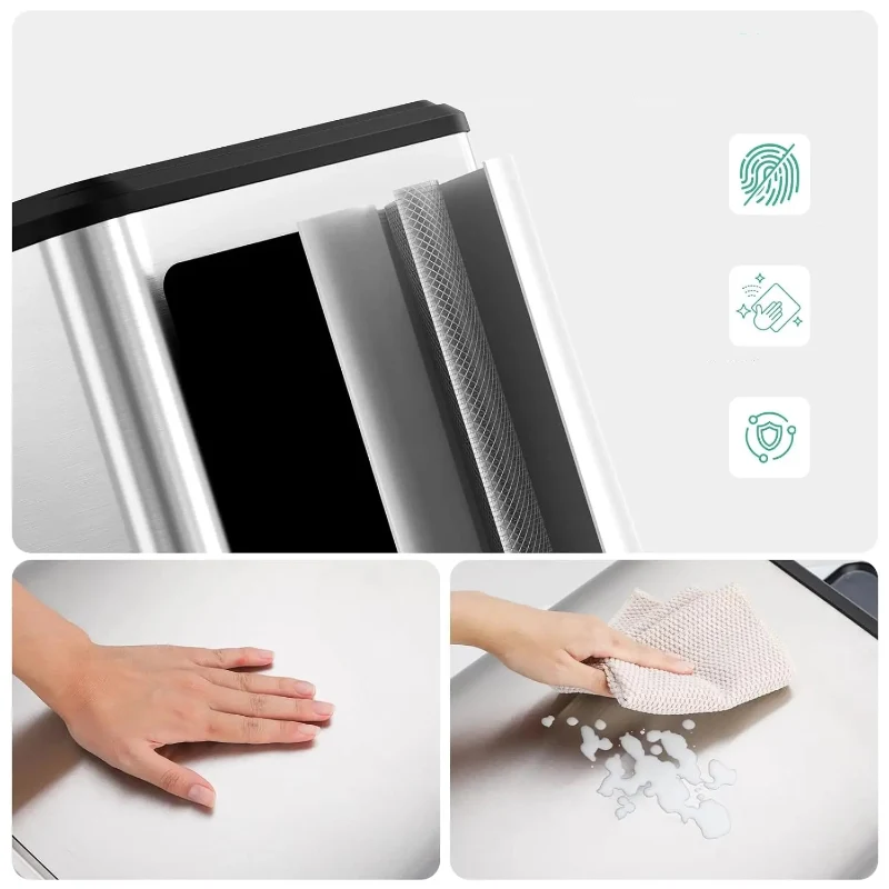 Poubelle de cuisine argentée 40L