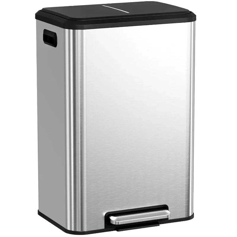 Poubelle de cuisine argentée 40L