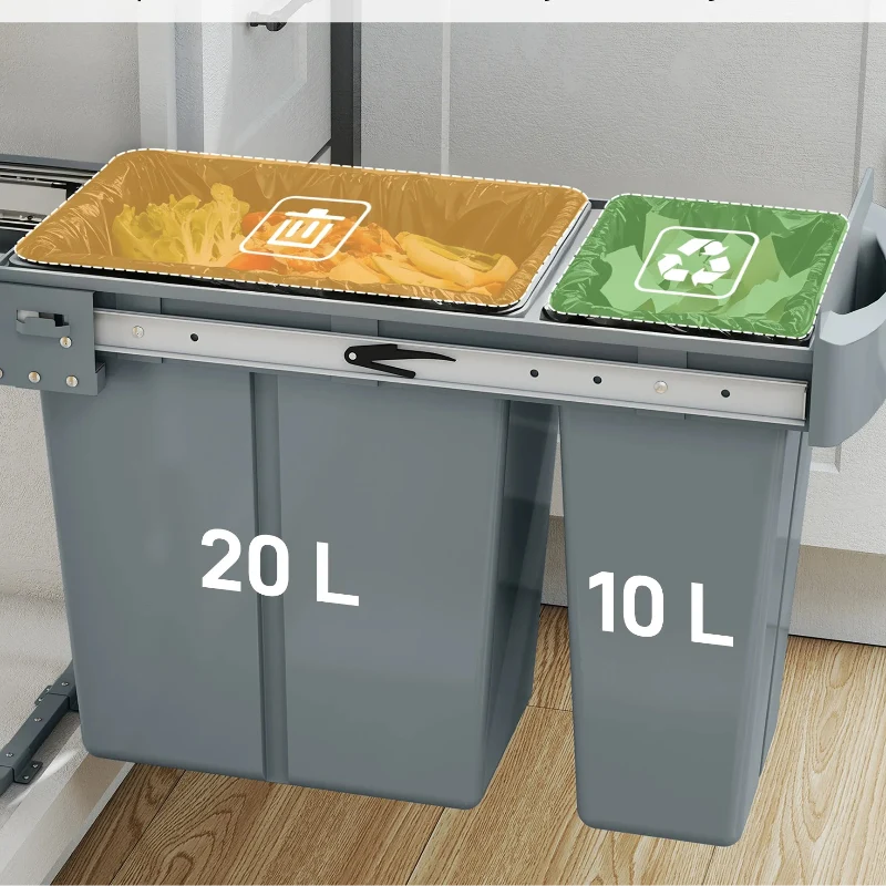 Poubelle sous évier à 2 compartiments 30L