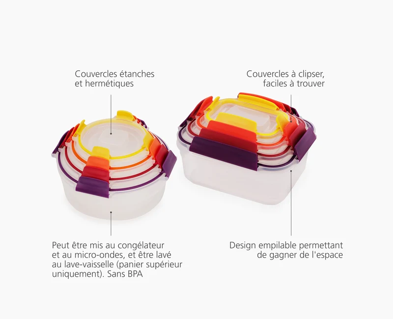 8 Boîtes Alimentaires Empilables Variés Nest™