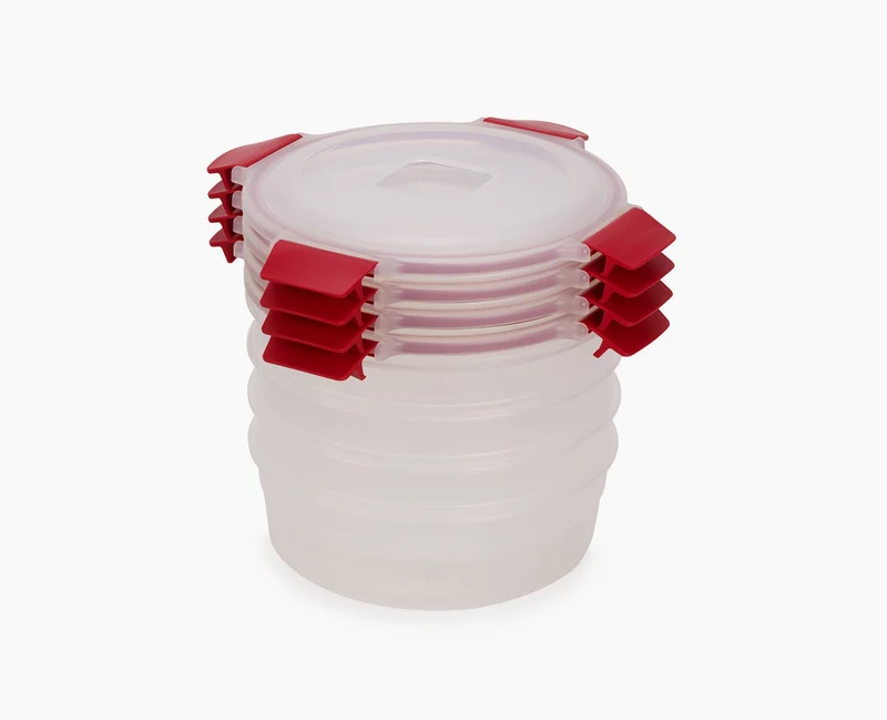 4 Boîtes Alimentaires Rondes & Rouges 1L Nest™ Lock Round