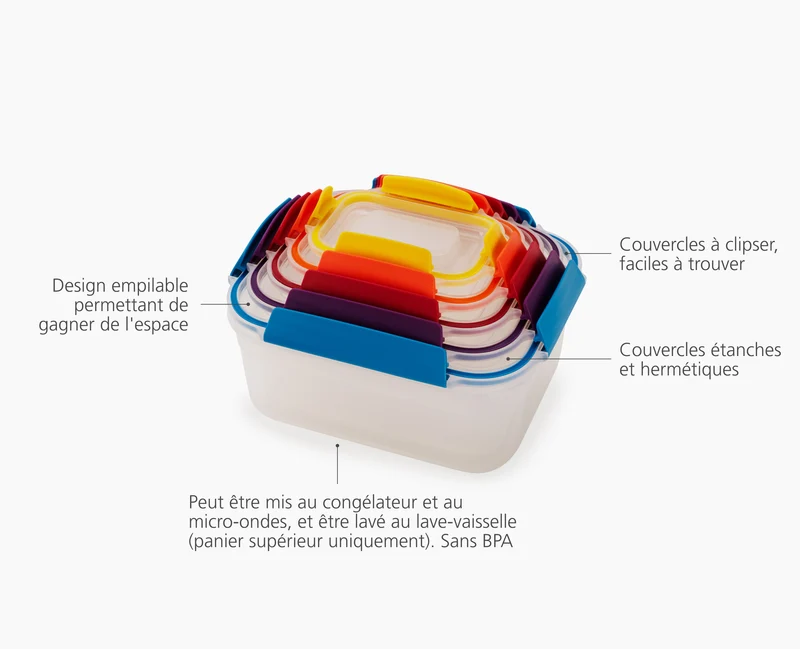 Lot de 5 Boîtes de Conservation Compactes Plastique Multicolore Nest™
