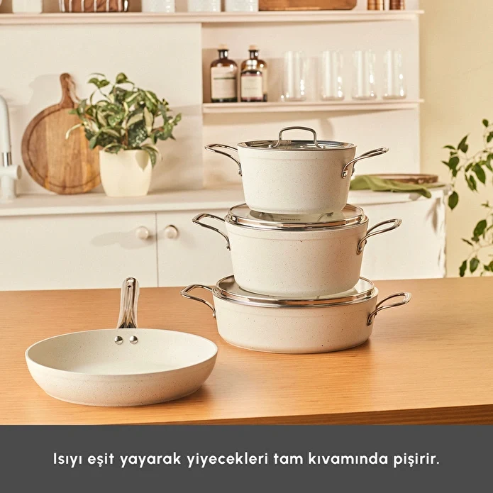 Karaca Biogranit White Stone 7 Parça Tencere Seti