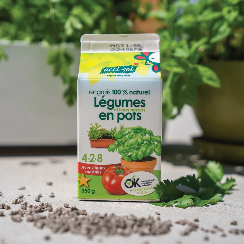 Engrais Légumes et fines herbes en pot 4-2-8 100% naturel