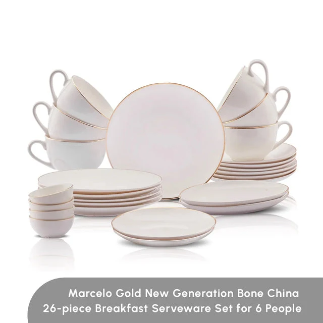 Karaca Elegance Bone Marcelo 26 Parça 6 Kişilik Kahvaltı Takımı Gold