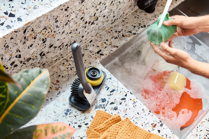 Brosse à Vaisselle avec Tête d'Éponge Interchangeables SinkTech™