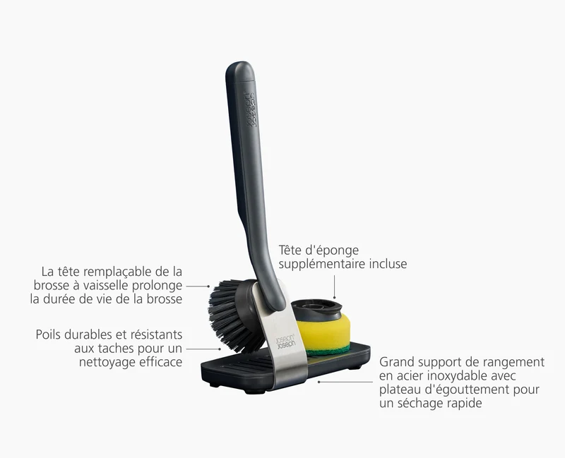 Brosse à Vaisselle avec Tête d'Éponge Interchangeables SinkTech™