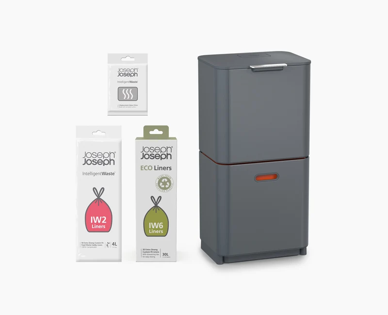 Kit de démarrage poubelle de tri sélectif grise Totem Max 60L