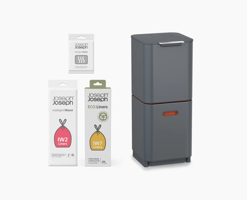 Kit de démarrage poubelle de tri sélectif grise Totem Compact 40L