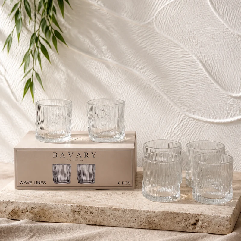 Bavary Şık Dalgalı Cam Bardak Seti 6’lı | Elegante Golvende Cam 6'li Set/ Küçük Boy