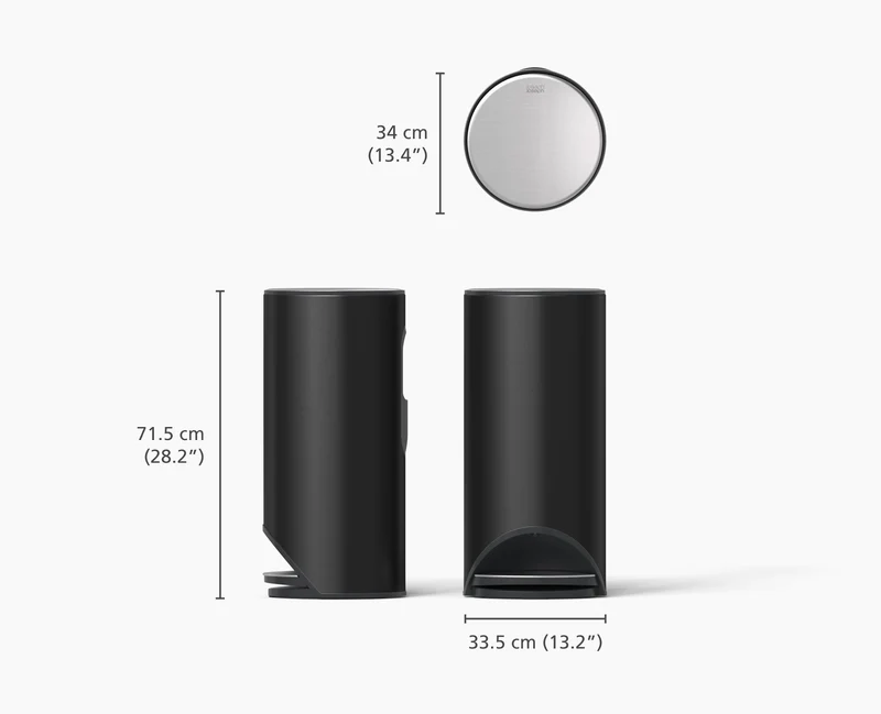 Poubelle 30l Noir Mat Arc™ Easy-Push