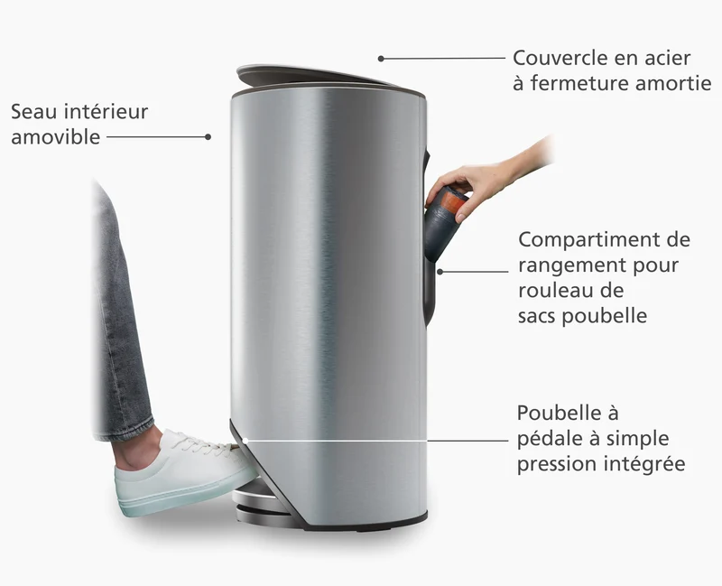 Poubelle 30L Inox Arc™ Easy-Push