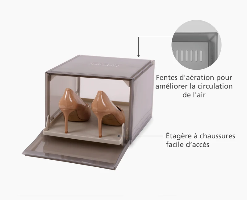 Boîtes Range-Chaussures Empilables Grises de 6 Pièces ShoeCase