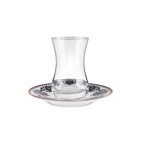 Karaca Nakkaş 6 Kişilik 12 Parça Bone China Çay Takımı, 130 ml, Kırmızı