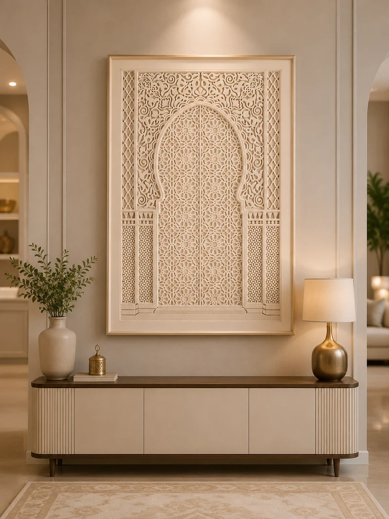 Fas Kapısı Dekoratif Duvar Tablosu | 80x120 cm | Bej