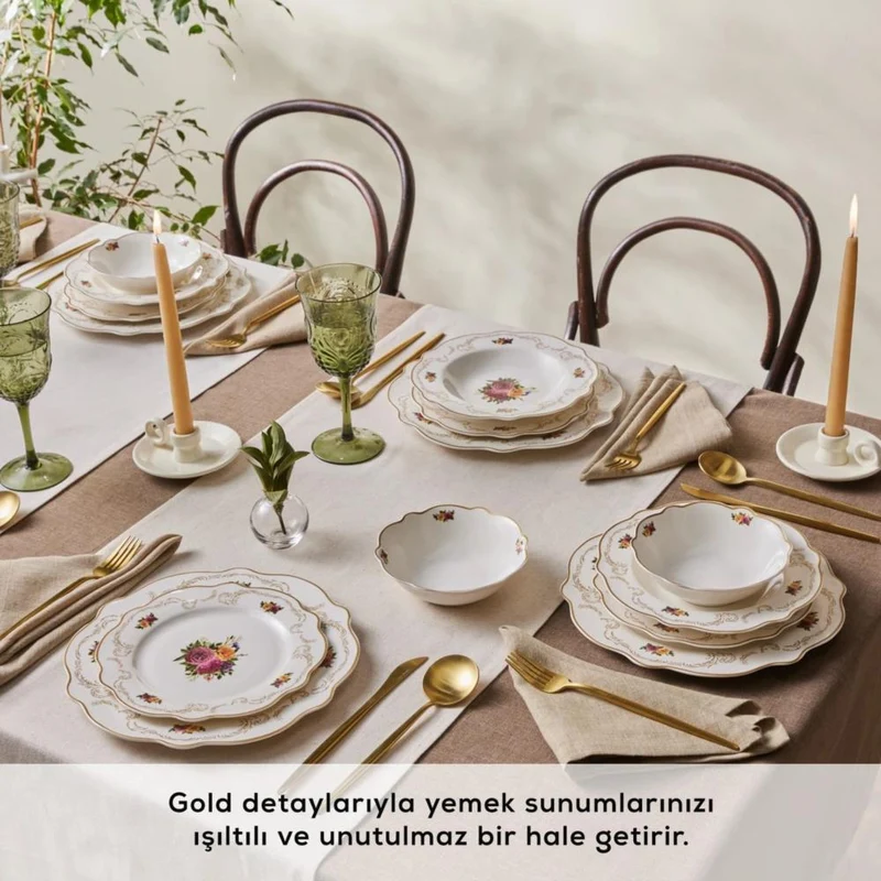 Karaca Antique Porselen 24 Parça 6 Kişilik Yemek Takımı