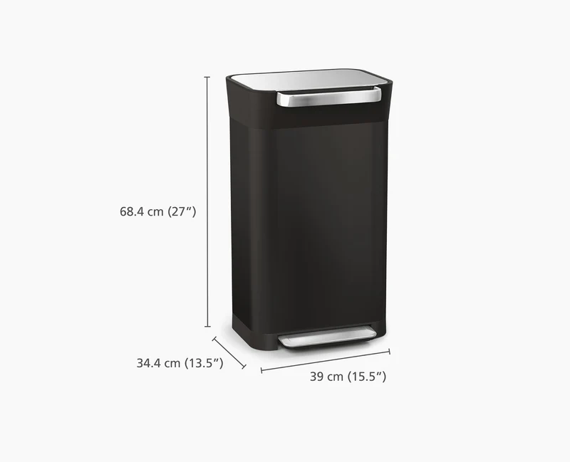 Poubelle Compacteur de Déchets 30L Noir Titan